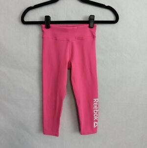 Reebok Kids Bright Pink Leggings With Logo Girls Size 6